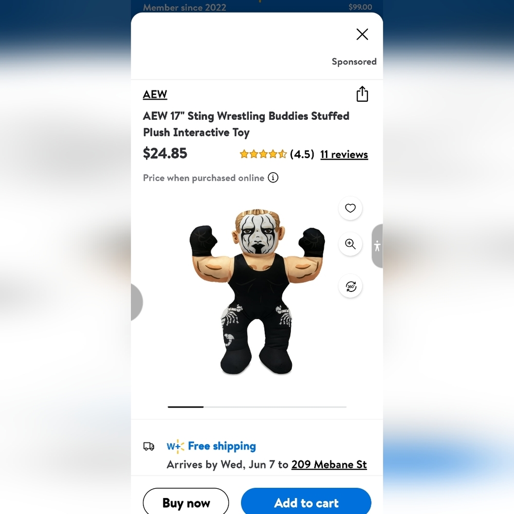 Sting Wrestling Buddies Stuffed Plush